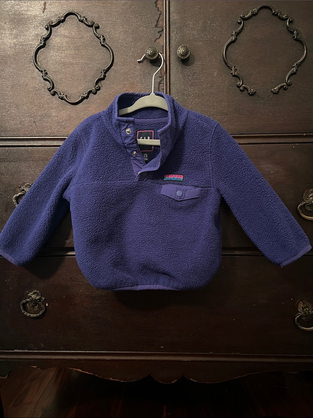 GAP Indigo Blue Fleece Snap Pullover